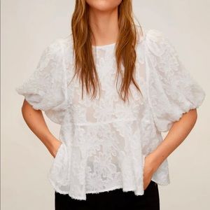 Mango floral embroidered top